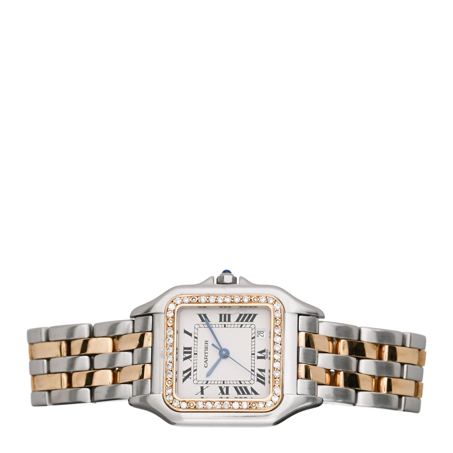 Stainless Steel 18K Yellow Gold Diamond 27mm Panthere Quartz Watch