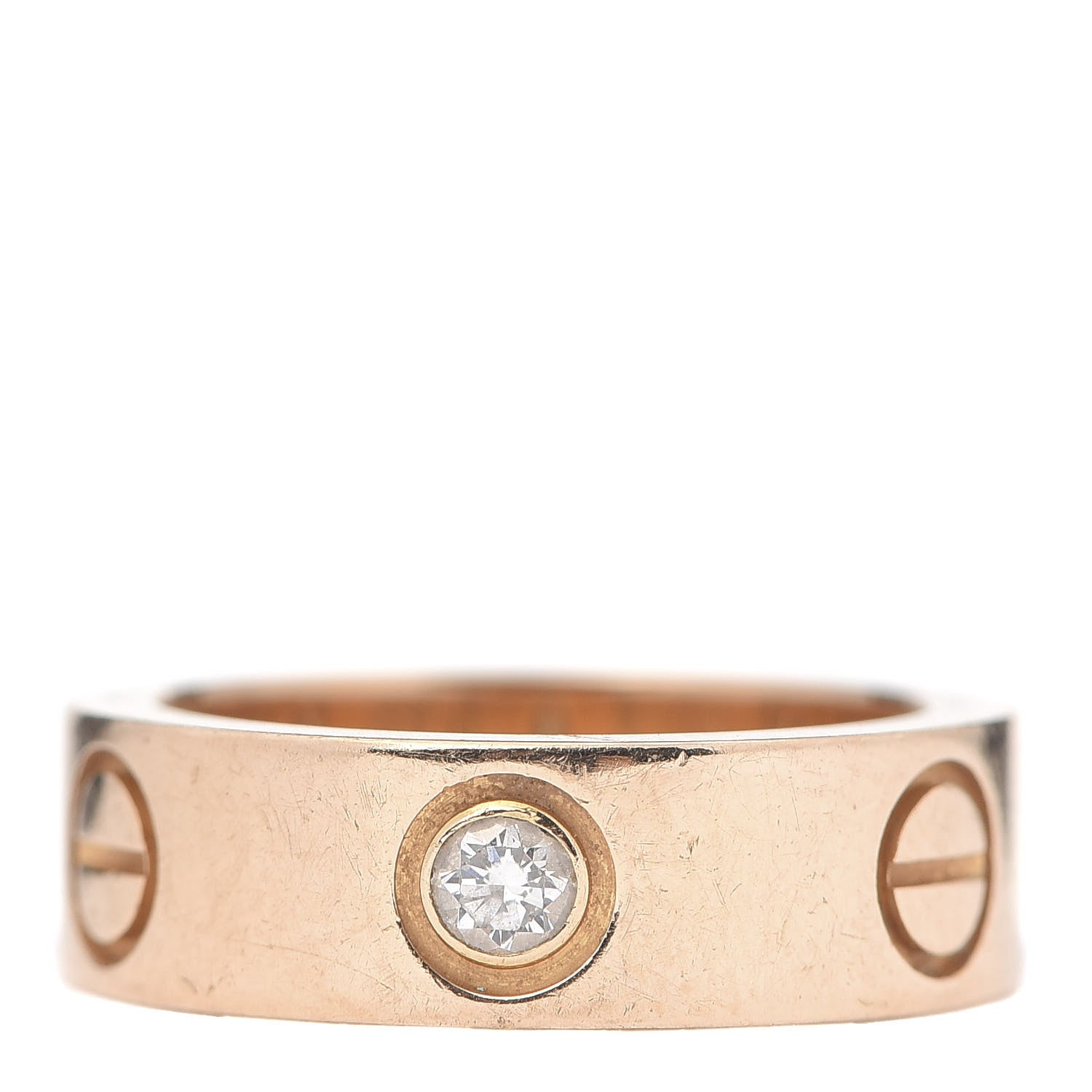 Cartier 18K Pink Gold 3 Diamond 5.5mm LOVE Ring 46 3.75 3 of 4