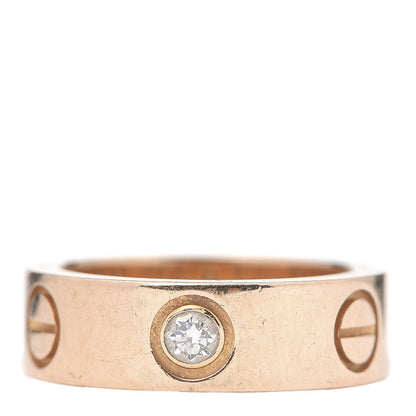 Cartier 18K Pink Gold 3 Diamond 5.5mm LOVE Ring 46 3.75 3 of 4