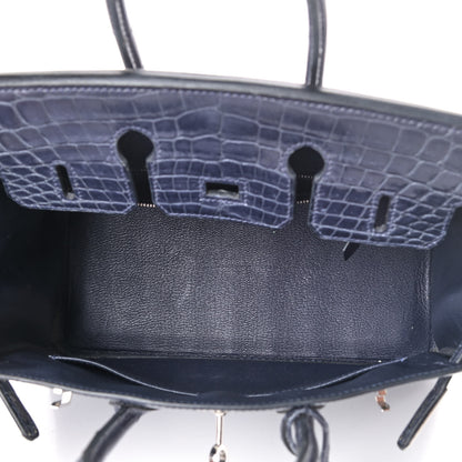 Hermes Shiny Niloticus Crocodile Birkin 25 Bleu Abysse 4 of 6