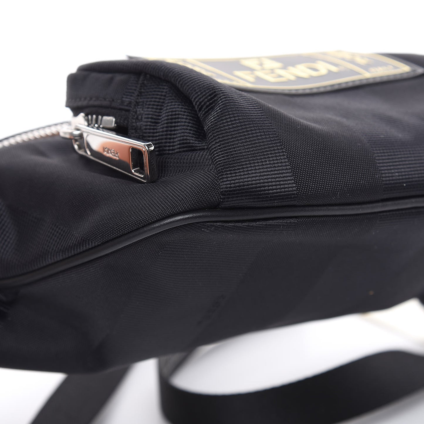 Nylon Vitello Century Pequin Logo Plate Pocket Belt Bag Black