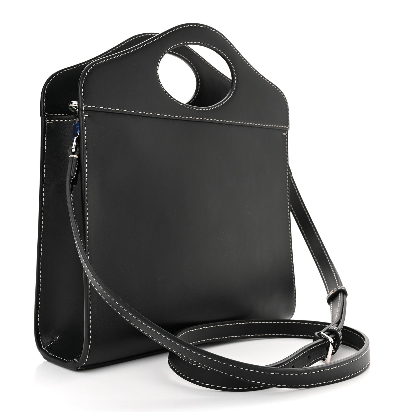 Smooth Calfskin Topstitched Mini Pocket Bag Black