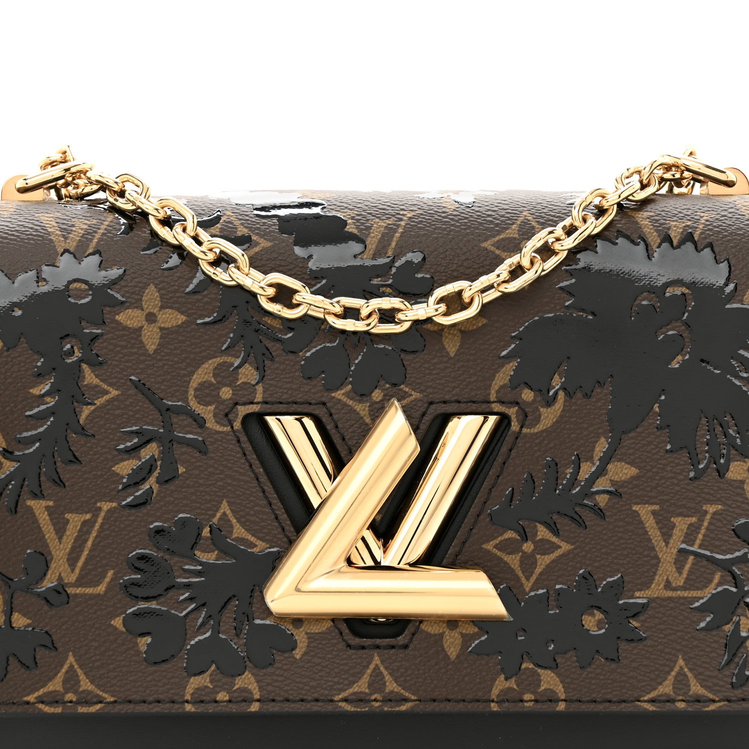 Louis Vuitton Calfskin Monogram Blossom Twist MM Black 8 of 13