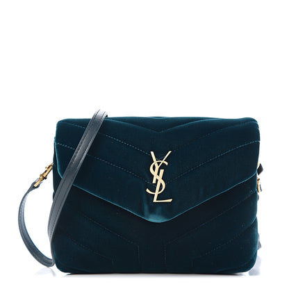 Saint Laurent Velvet Y Quilted Monogram Toy Loulou Chain Satchel Dark Ottanio 1 of 10