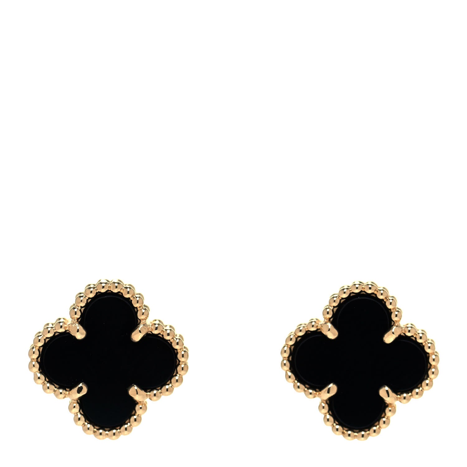 Van Cleef & Arpels 18K Yellow Gold Black Onyx Sweet Alhambra Earrings 1 of 4
