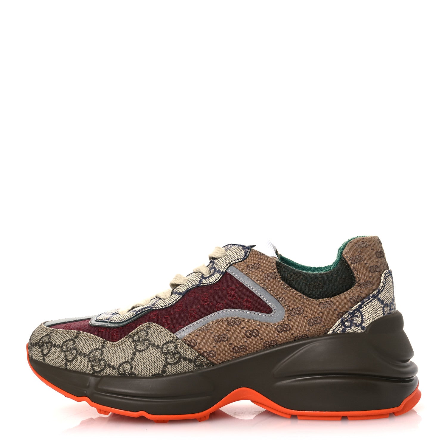 Gucci GG Supreme Monogram Mix Monogram Womens Rhyton Sneakers 36.5 Bordeaux Beige Ebony 1 of 10