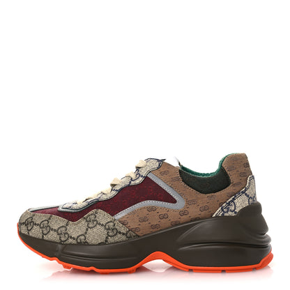 Gucci GG Supreme Monogram Mix Monogram Womens Rhyton Sneakers 36.5 Bordeaux Beige Ebony 1 of 10