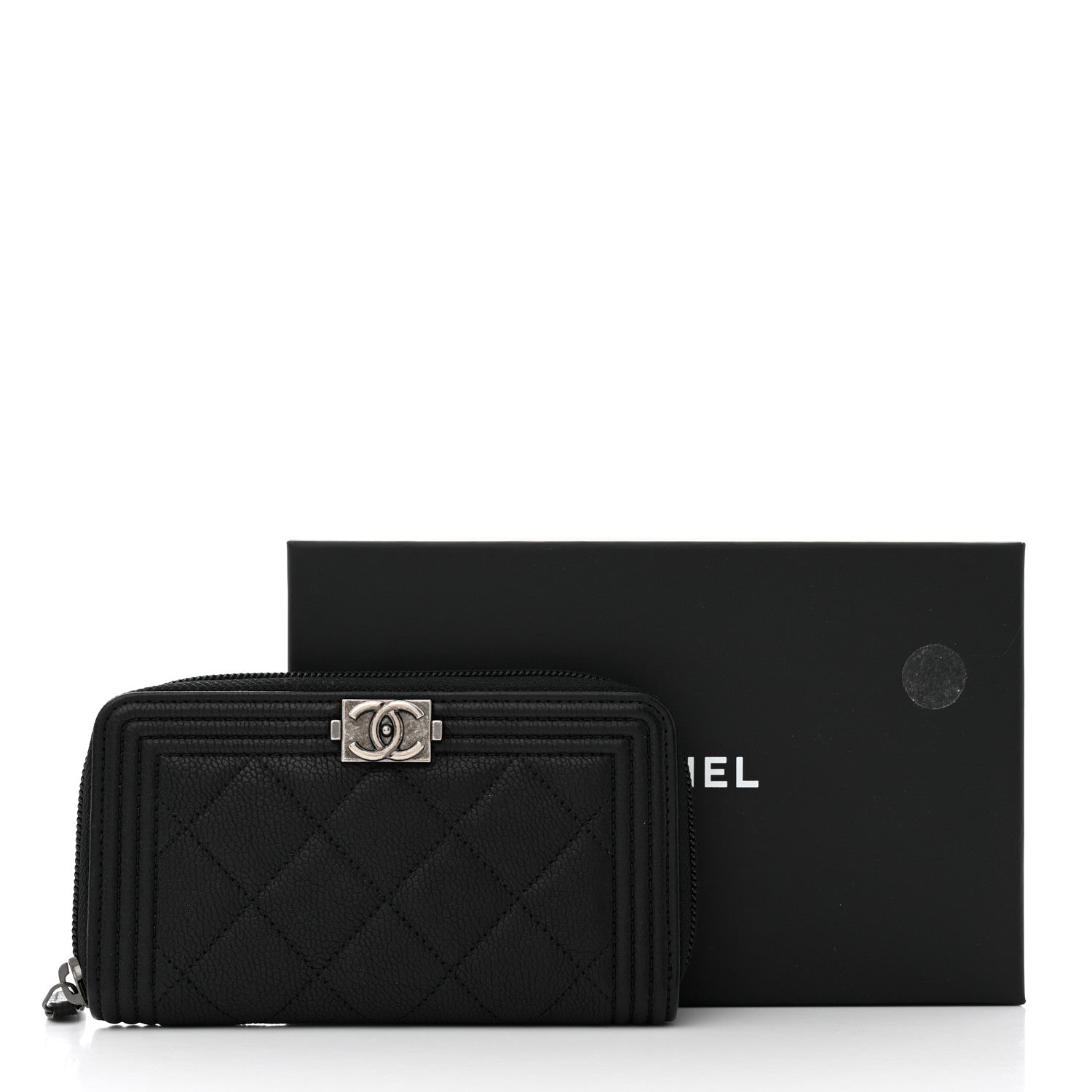 Chanel Caviar Quilted Small Boy Zip Around Wallet Black 9 of 9