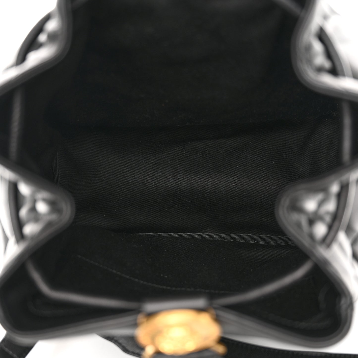 Calfskin Quilted Medusa Tribute Drawstring Backpack Black