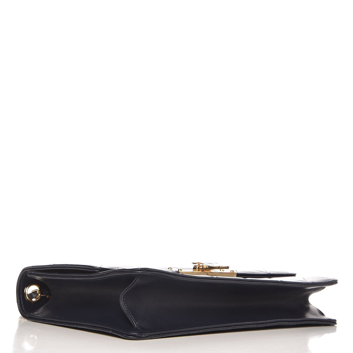 Lambskin Quilted Large Golden Class Flap Navy