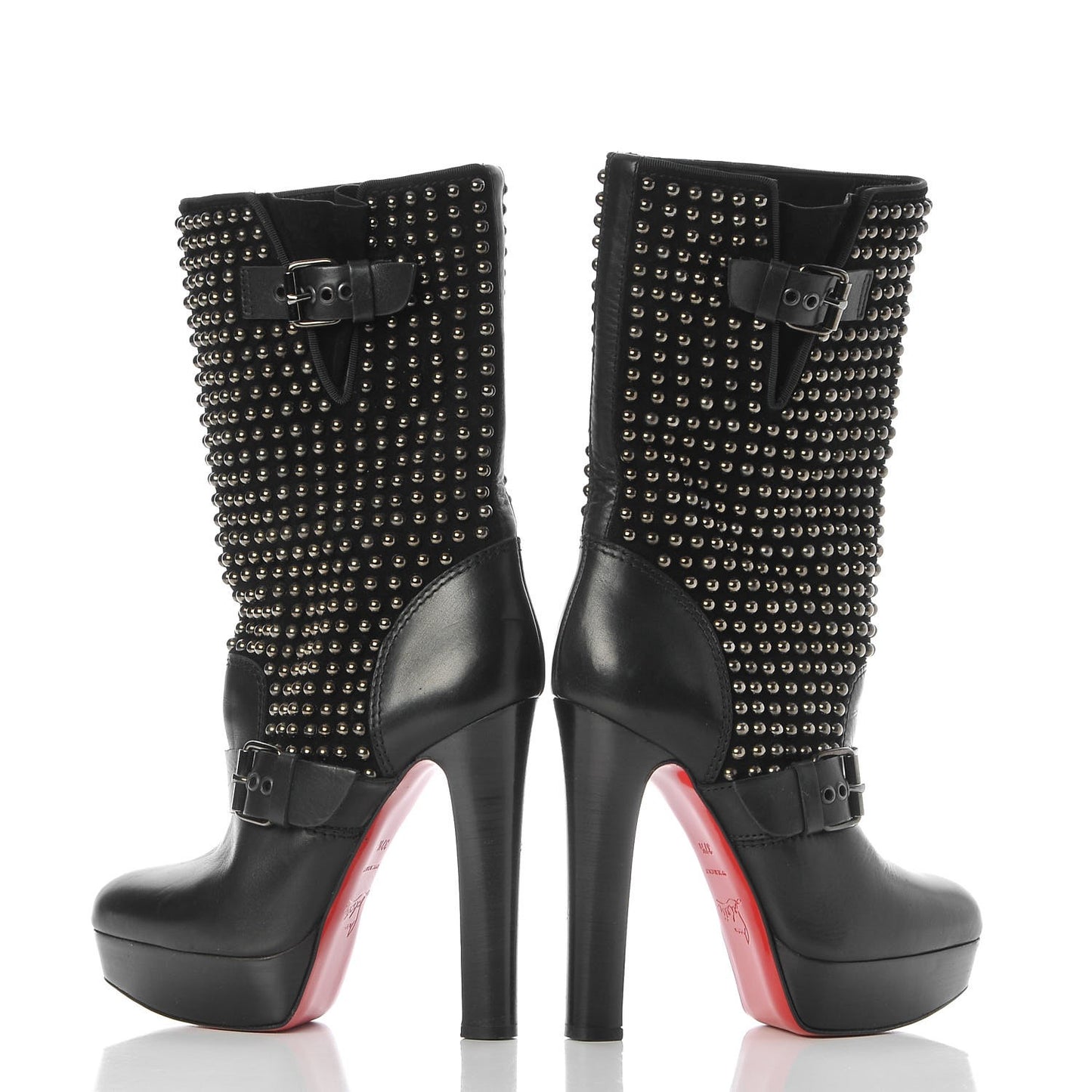 Calfskin VIP Suede Marisa 140 Studded Boots 37.5 Black