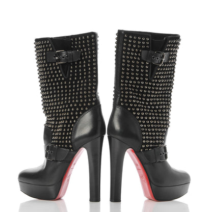 Christian Louboutin Calfskin VIP Suede Marisa 140 Studded Boots 37.5 Black 5 of 9