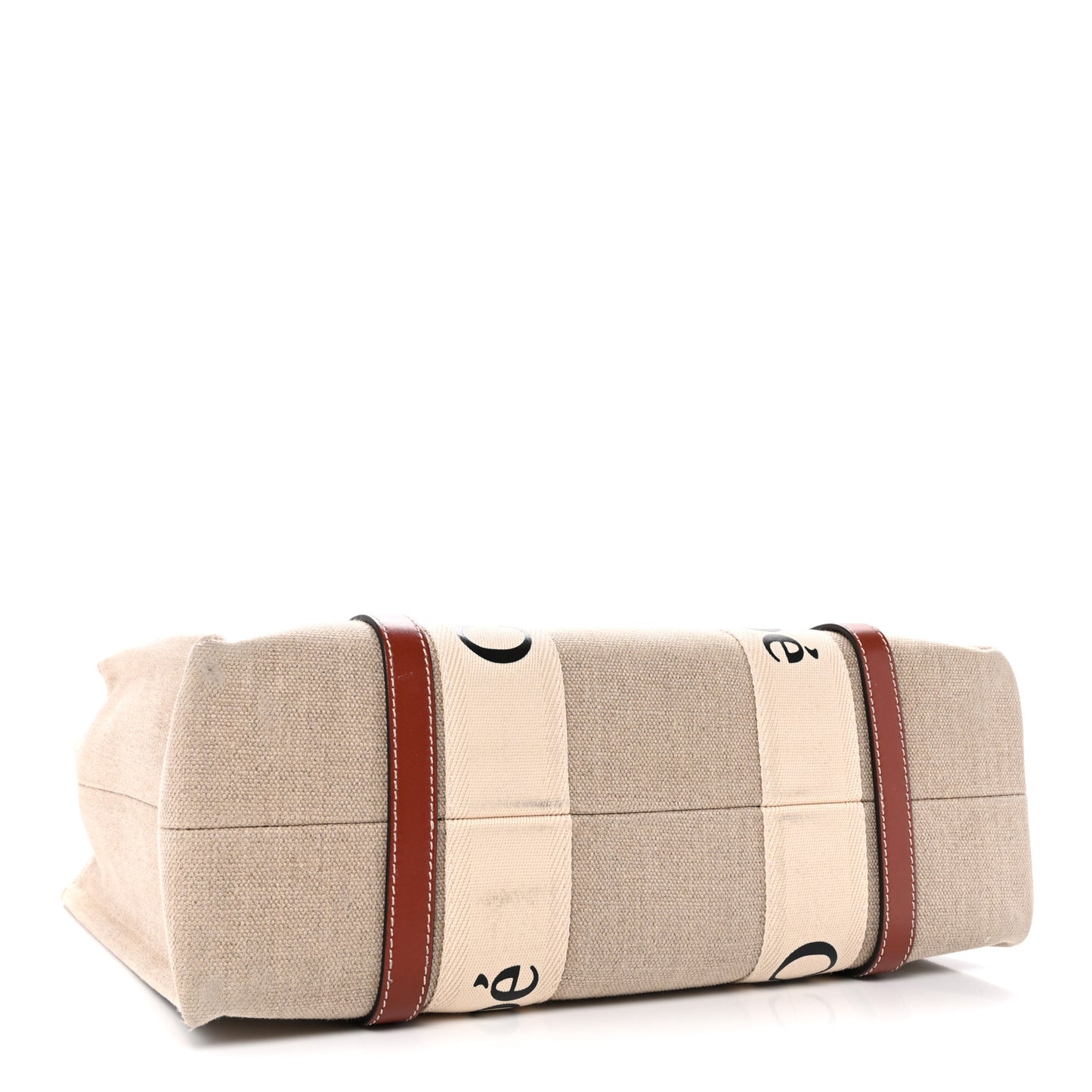 Cotton Calfskin Medium Woody Ribbon Tote White Brown