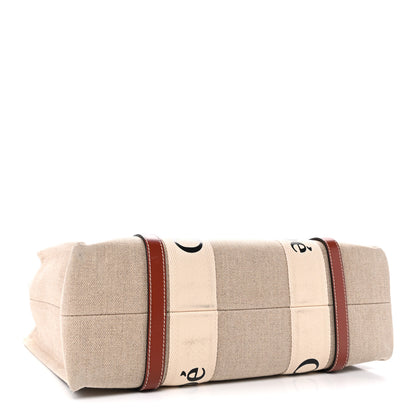 Chloe Cotton Calfskin Medium Woody Ribbon Tote White Brown 4 of 15