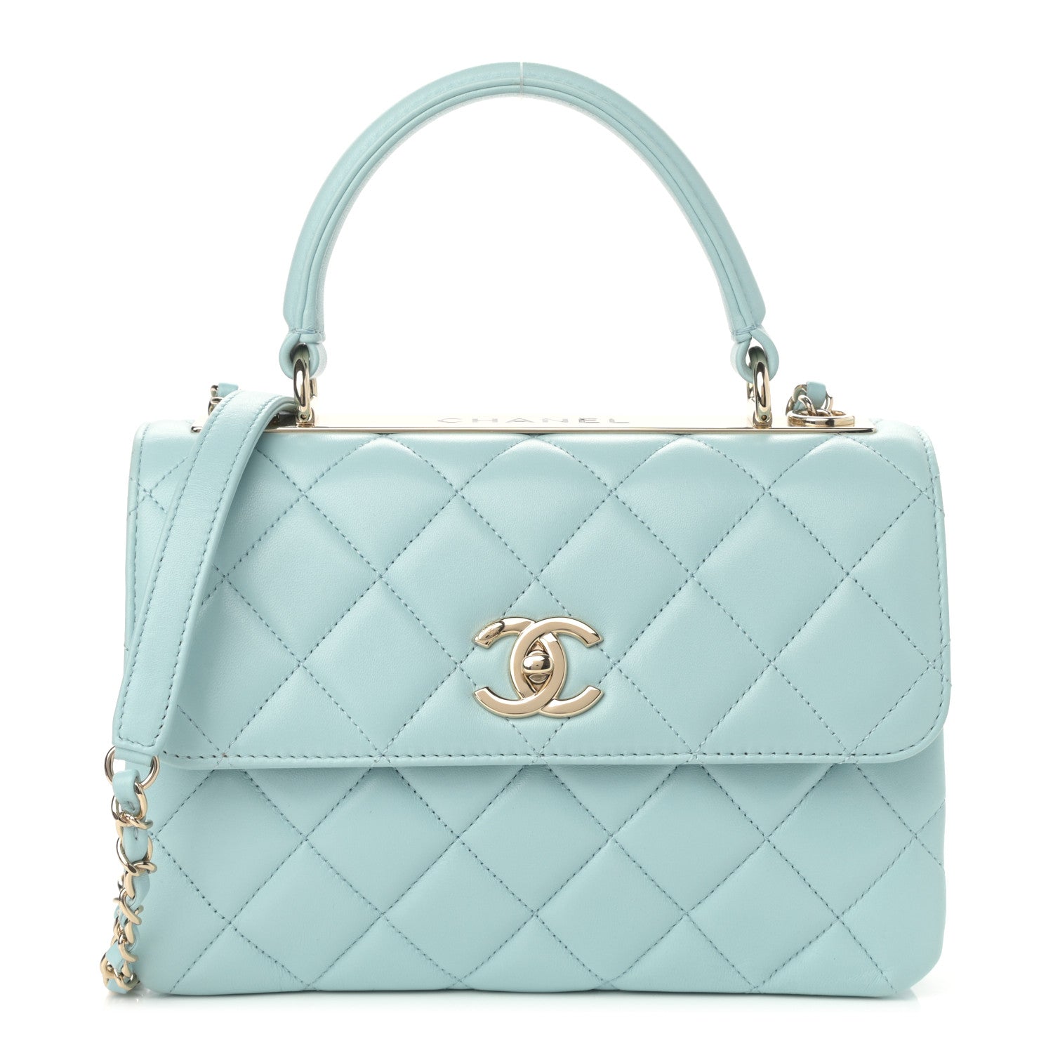 Chanel Lambskin Quilted Small Trendy CC Flap Dual Handle Bag Light Blue 1 of 12