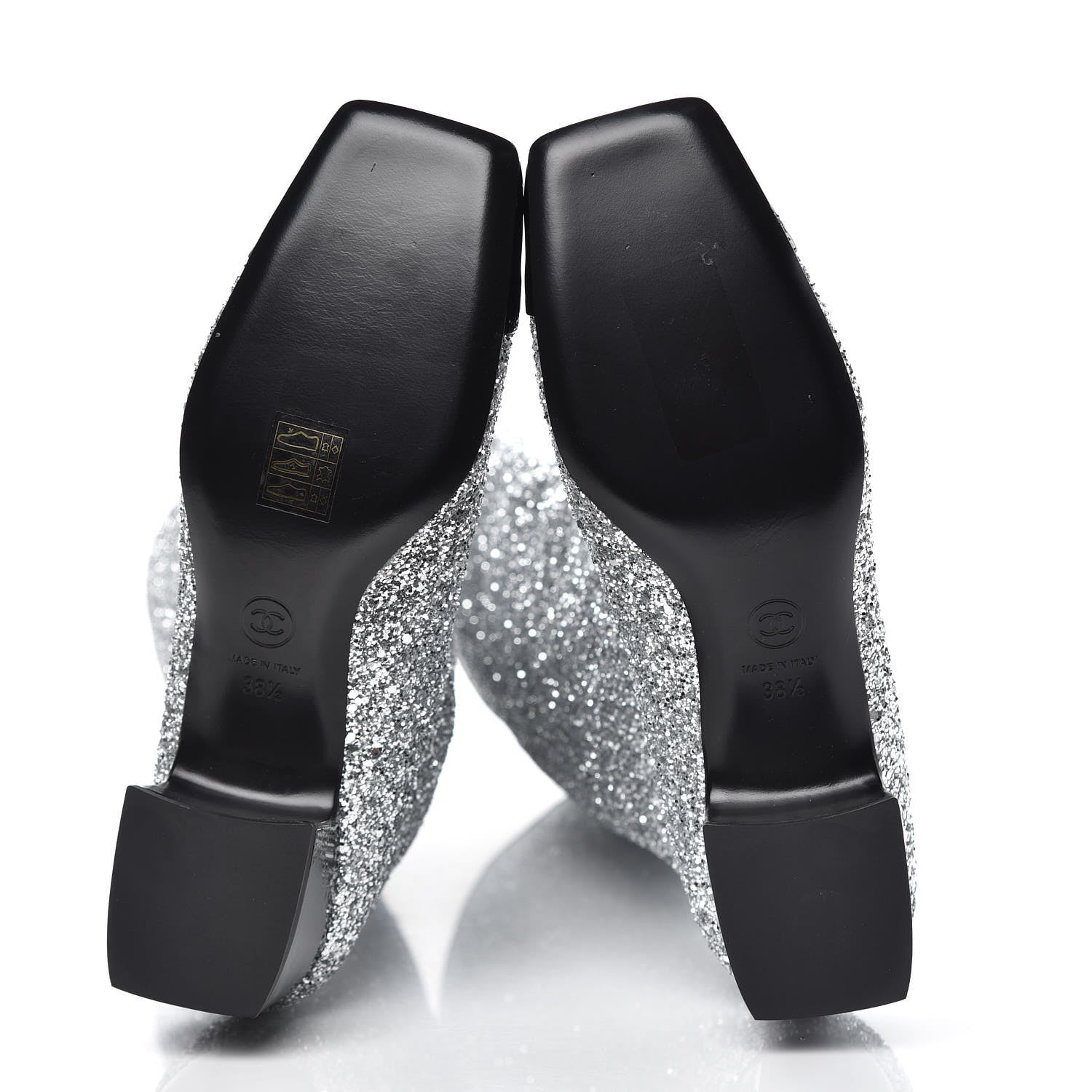 Chanel Glitter Patent Calfskin Cap Toe Fantasy High Boots 38.5 Silver Black 5 of 8