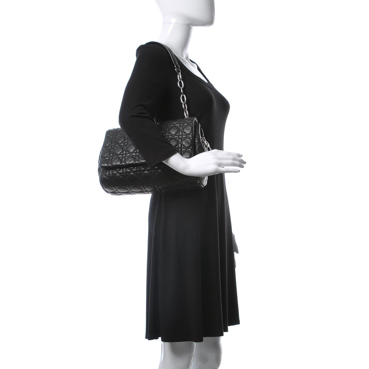 Christian Dior Lambskin Cannage Soft Flap Bag Black 2 of 12