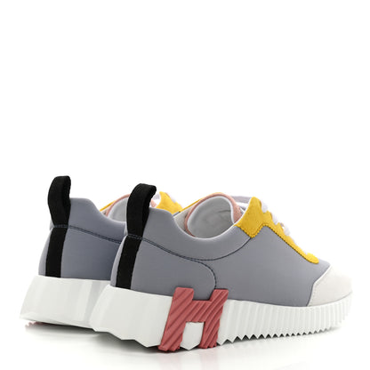 Hermes Technical Canvas Suede Goatskin Bouncing Sneakers 36.5 Gris Multicolor 4 of 9