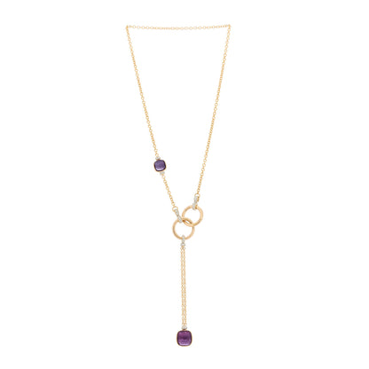 Pomellato 18K Rose White Gold Diamond Amethyst Nudo Lariat Necklace 3 of 7