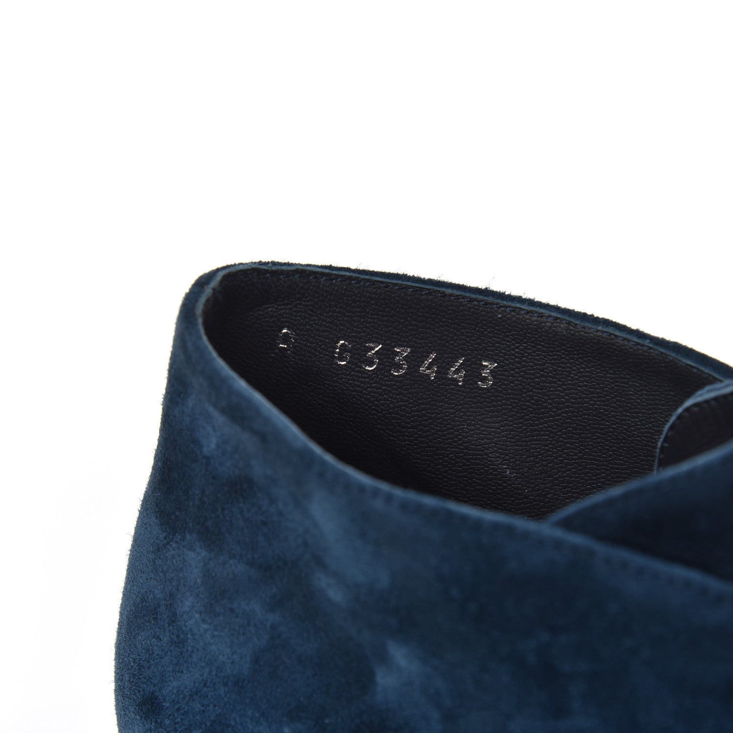 Chanel Suede Grosgrain Pearl Lace Up Booties 37 Dark Blue Black 8 of 16