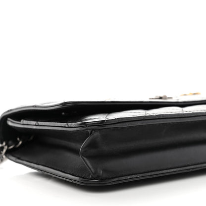 Chanel Aged Calfskin Quilted Lucky Charms 2.55 Reissue Wallet On Chain WOC Black 10 of 13