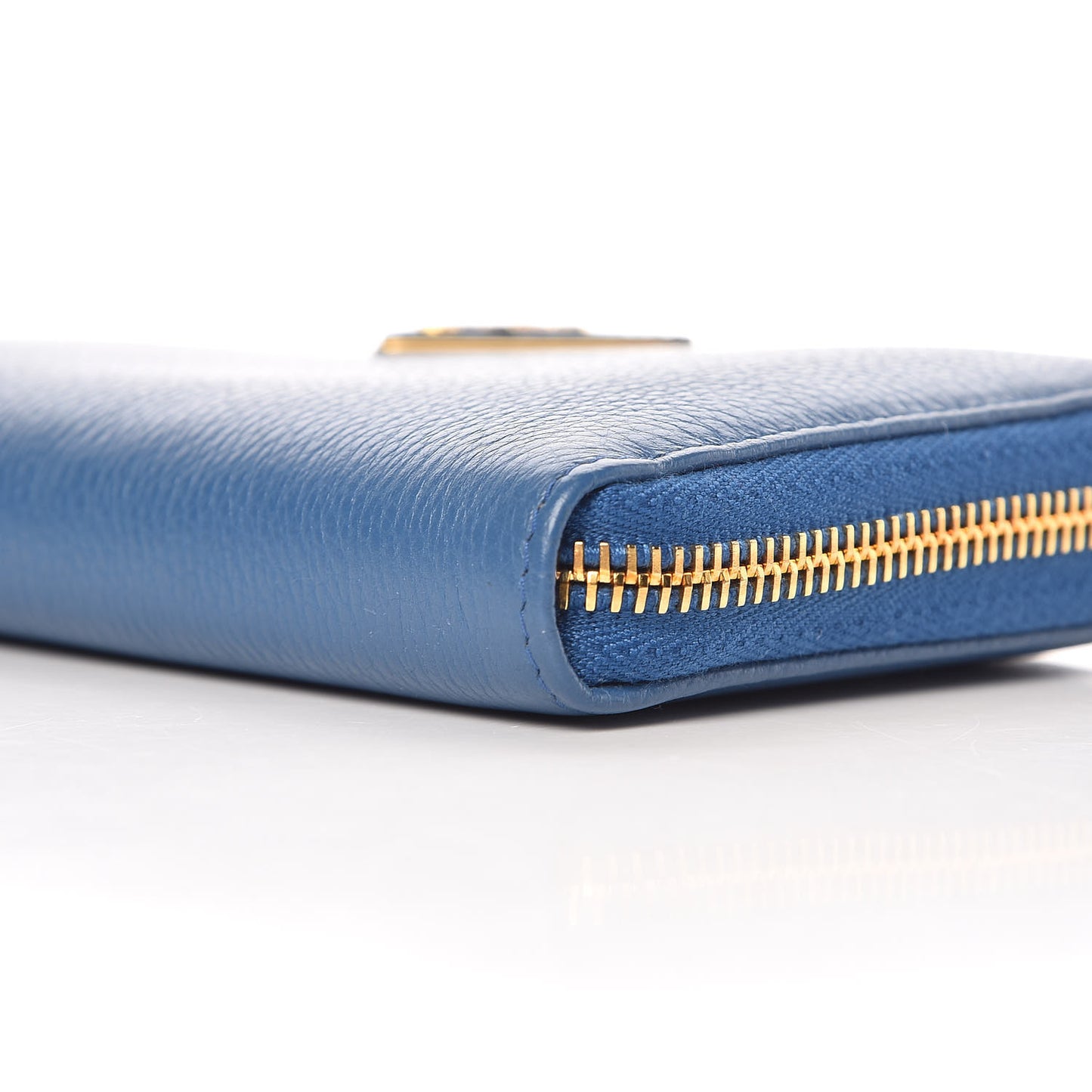 Vitello Daino Zip Around Wallet Cobalto