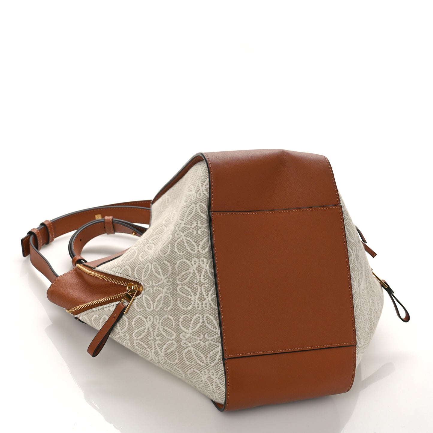 Calfskin Canvas Anagram Small Hammock Shoulder Bag Ecru Tan