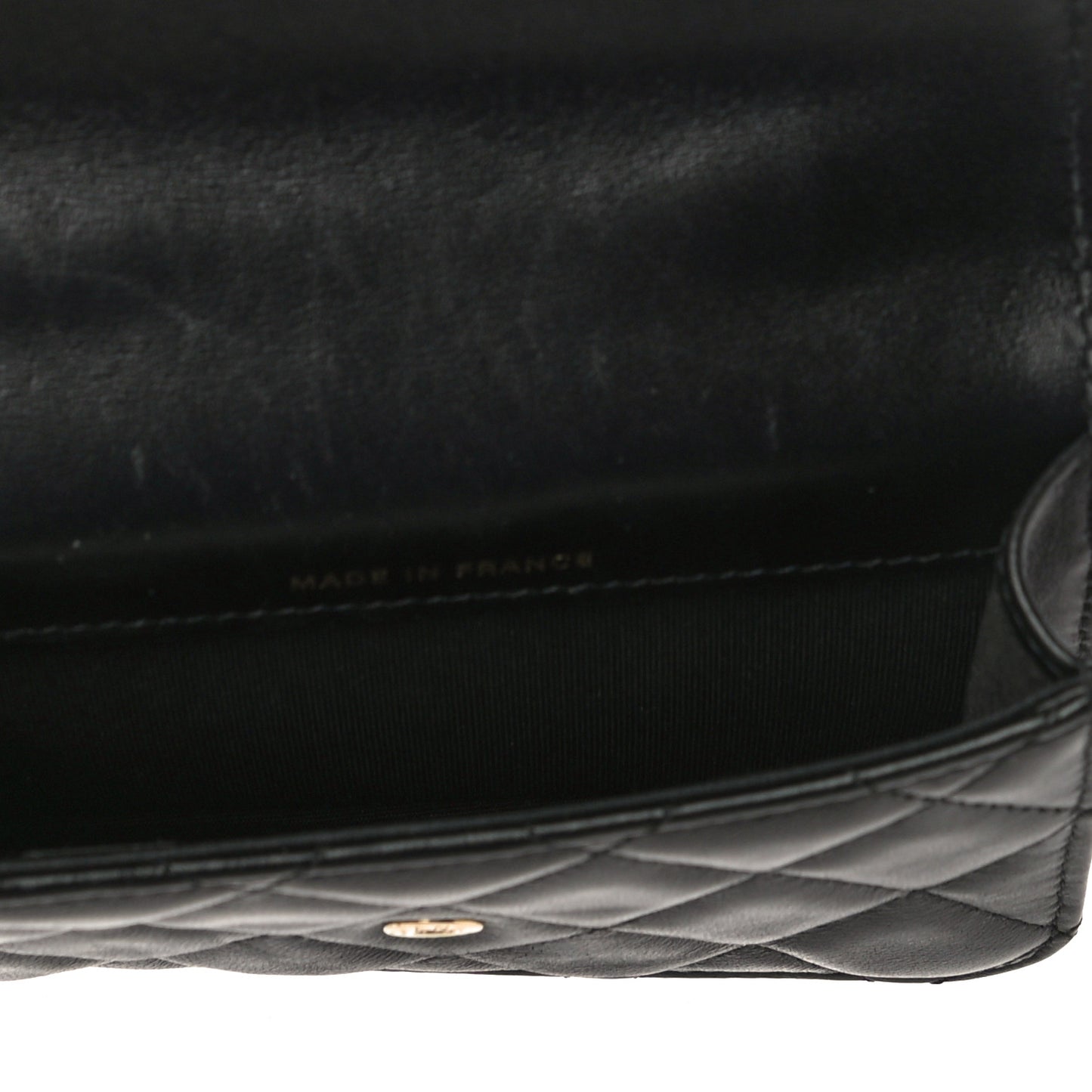 Lambskin Quilted Top Handle Flap Coin Purse With Chain Black