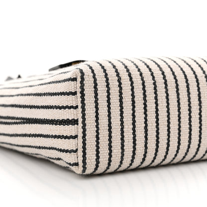 Saint Laurent Canvas Striped Toy Shopping Tote Grey Black 9 of 12