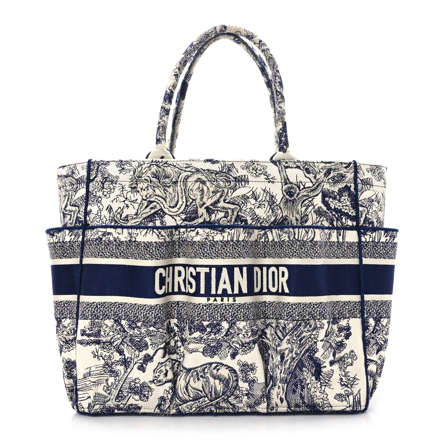 Canvas Embroidered Toile De Jouy Catherine Tote Blue