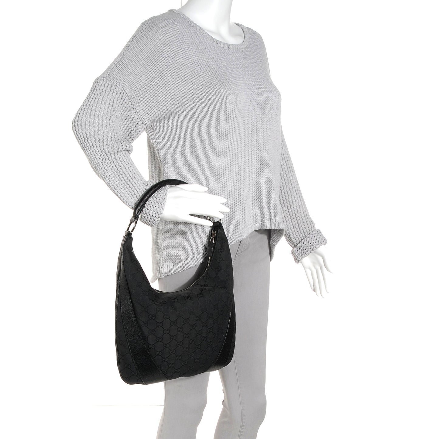 Small GG Canvas Hobo Black