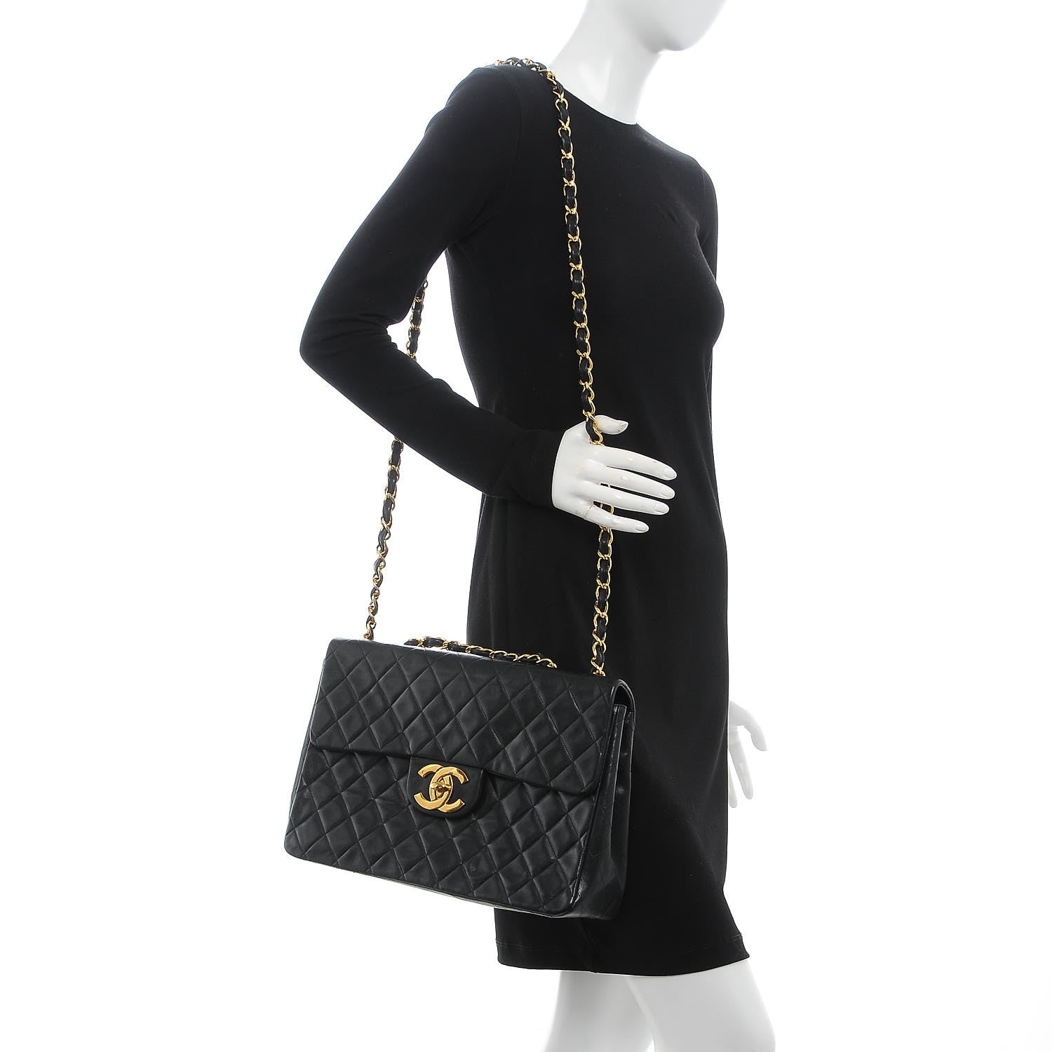 Chanel Lambskin Quilted XL Jumbo Single Flap Black 3 of 14