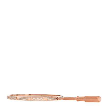 Cartier 18K Pink Gold Diamond Small LOVE Paved Bracelet 17 3 of 8