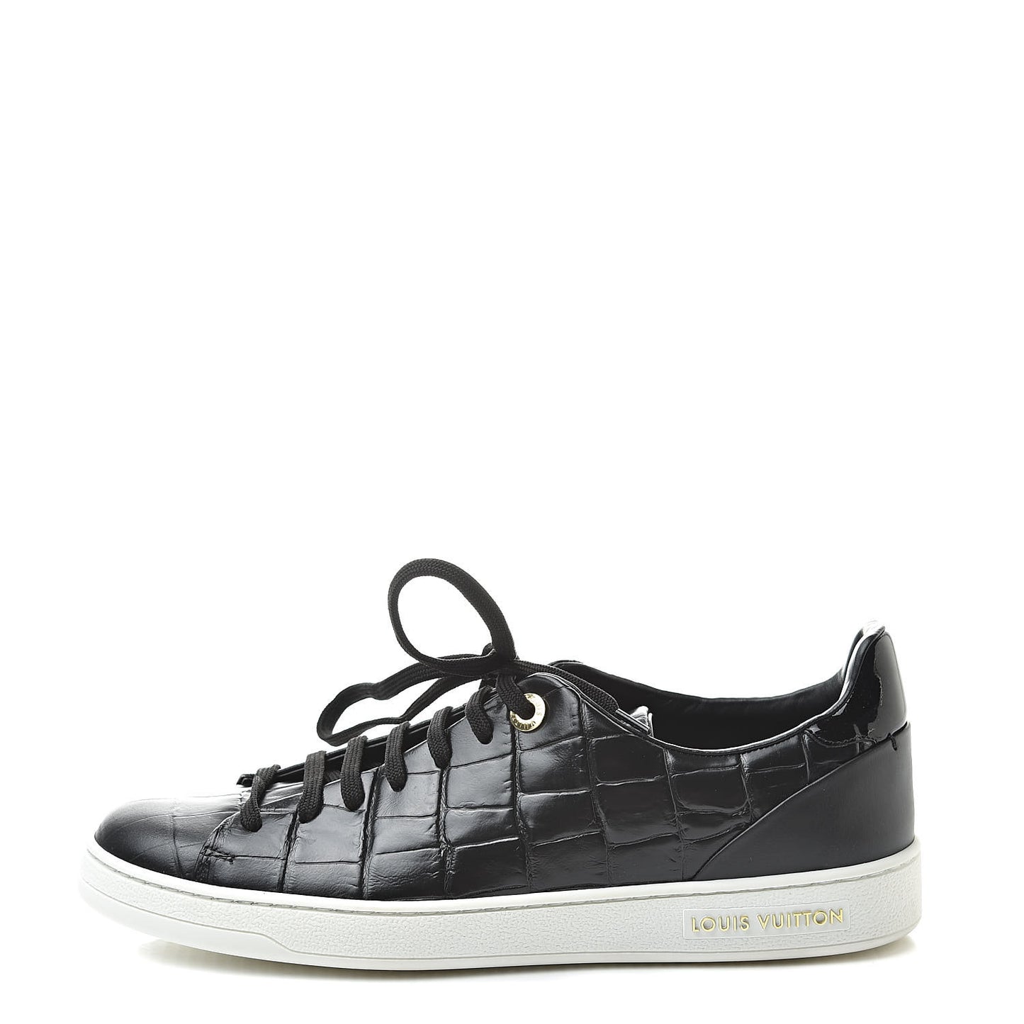 Calfskin Crocodile Embossed Frontrow Sneakers 39 Black