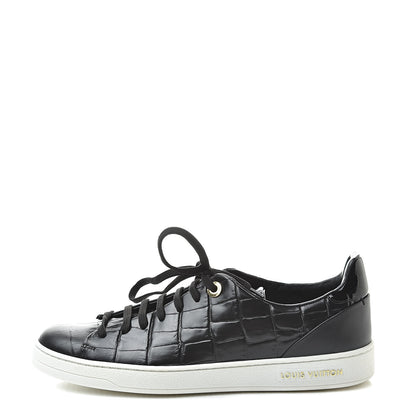 Louis Vuitton Calfskin Crocodile Embossed Frontrow Sneakers 39 Black 1 of 9