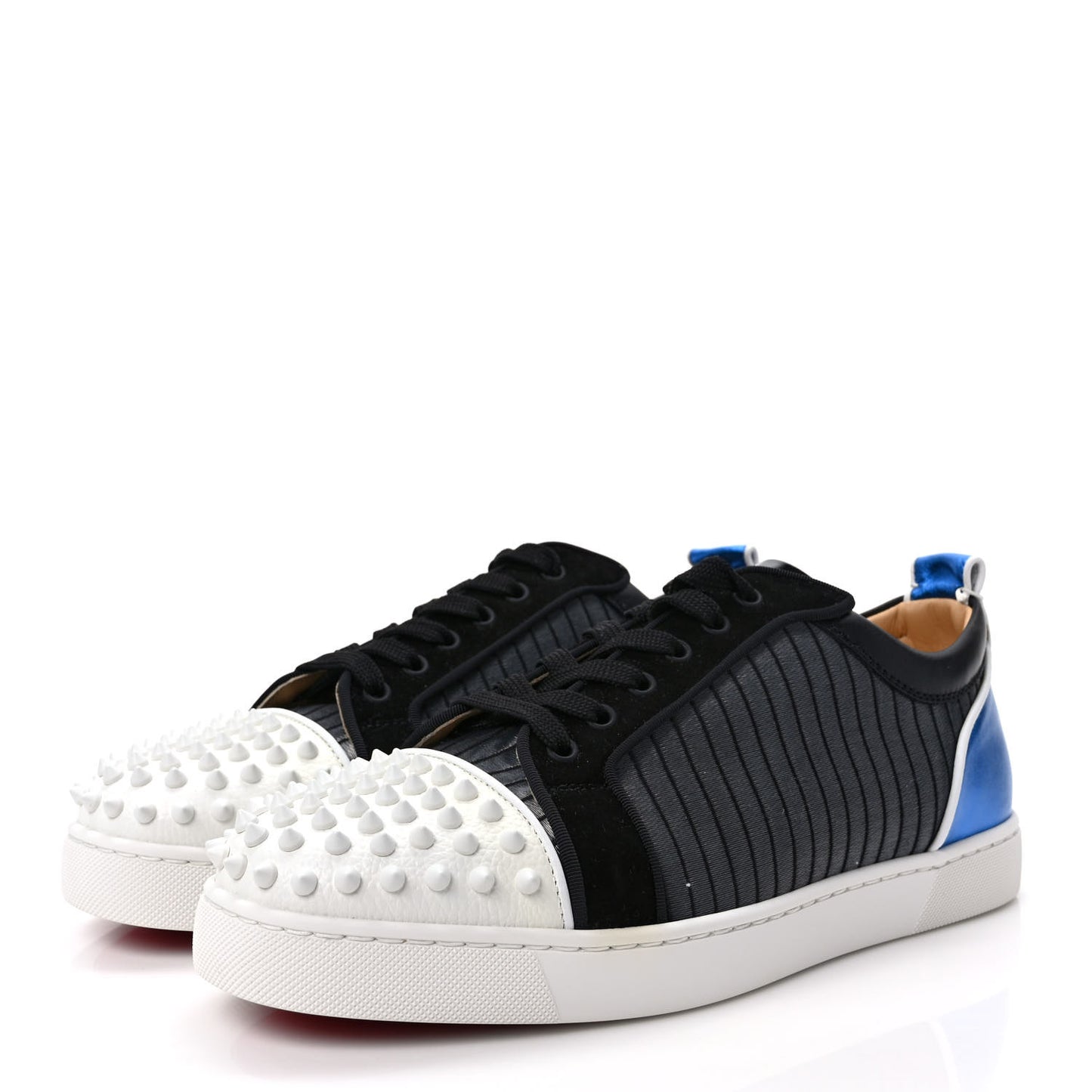 Metallic Calfskin Jacquard Mens Louis Junior Spikes Orlato Flat Sneakers 43 Multicolor