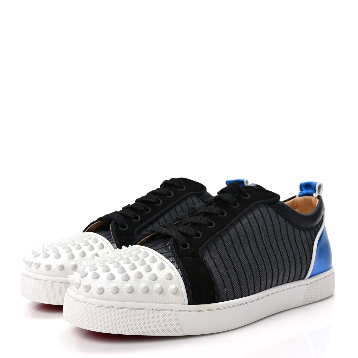 Christian Louboutin Metallic Calfskin Jacquard Mens Louis Junior Spikes Orlato Flat Sneakers 43 Multicolor 3 of 8