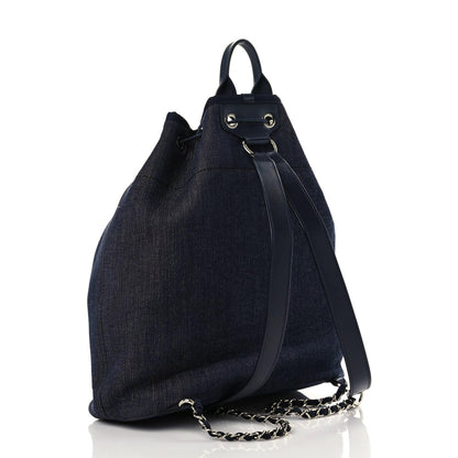 Chanel Canvas Large Deauville Backpack Denim Blue 3 of 9