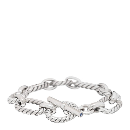 David Yurman Sterling Silver Blue Sapphire 12.5mm Cushion Link Bracelet 2 of 3