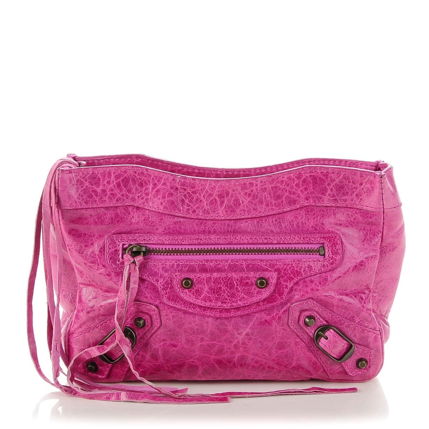 Agneau Classic Hardware Porte Toilette Makeup Clutch Magenta
