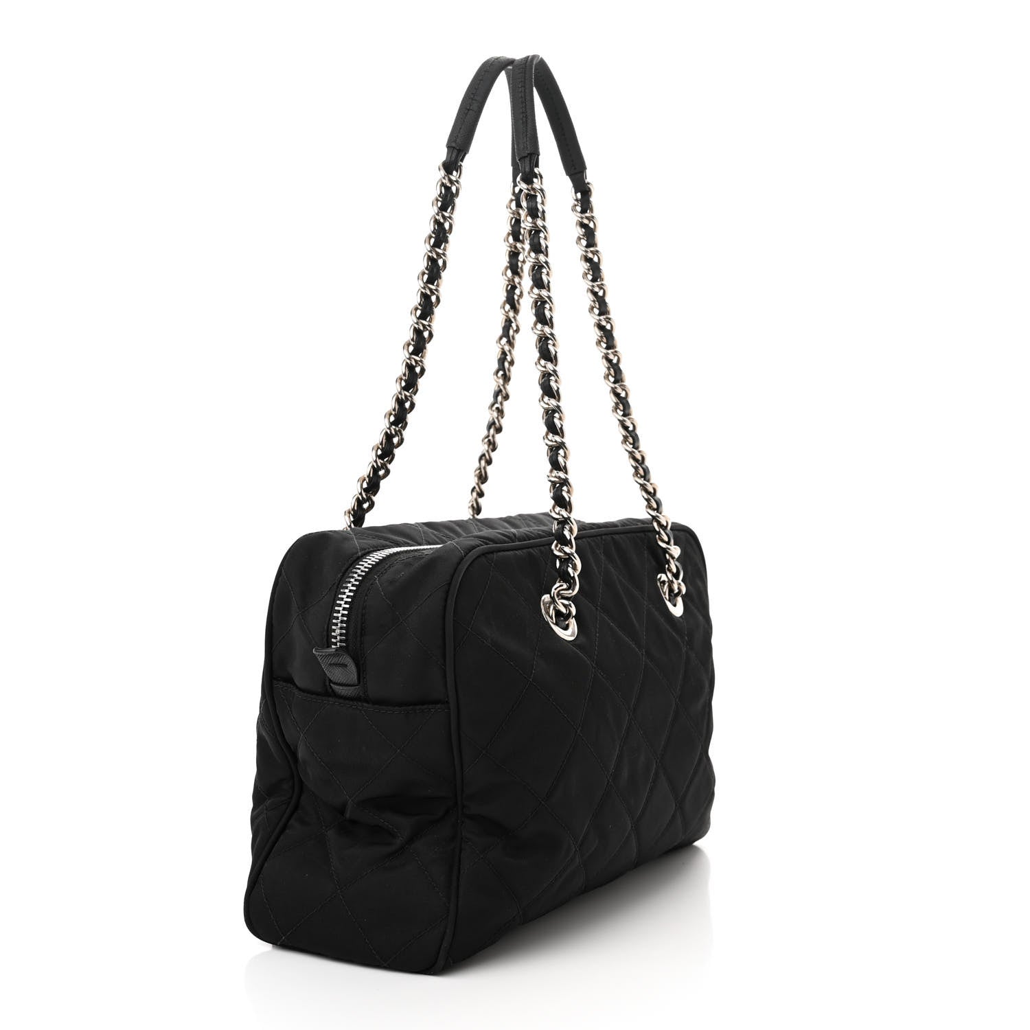 Prada Nylon Tessuto Impuntu Quilted Shoulder Bag Black 3 of 9