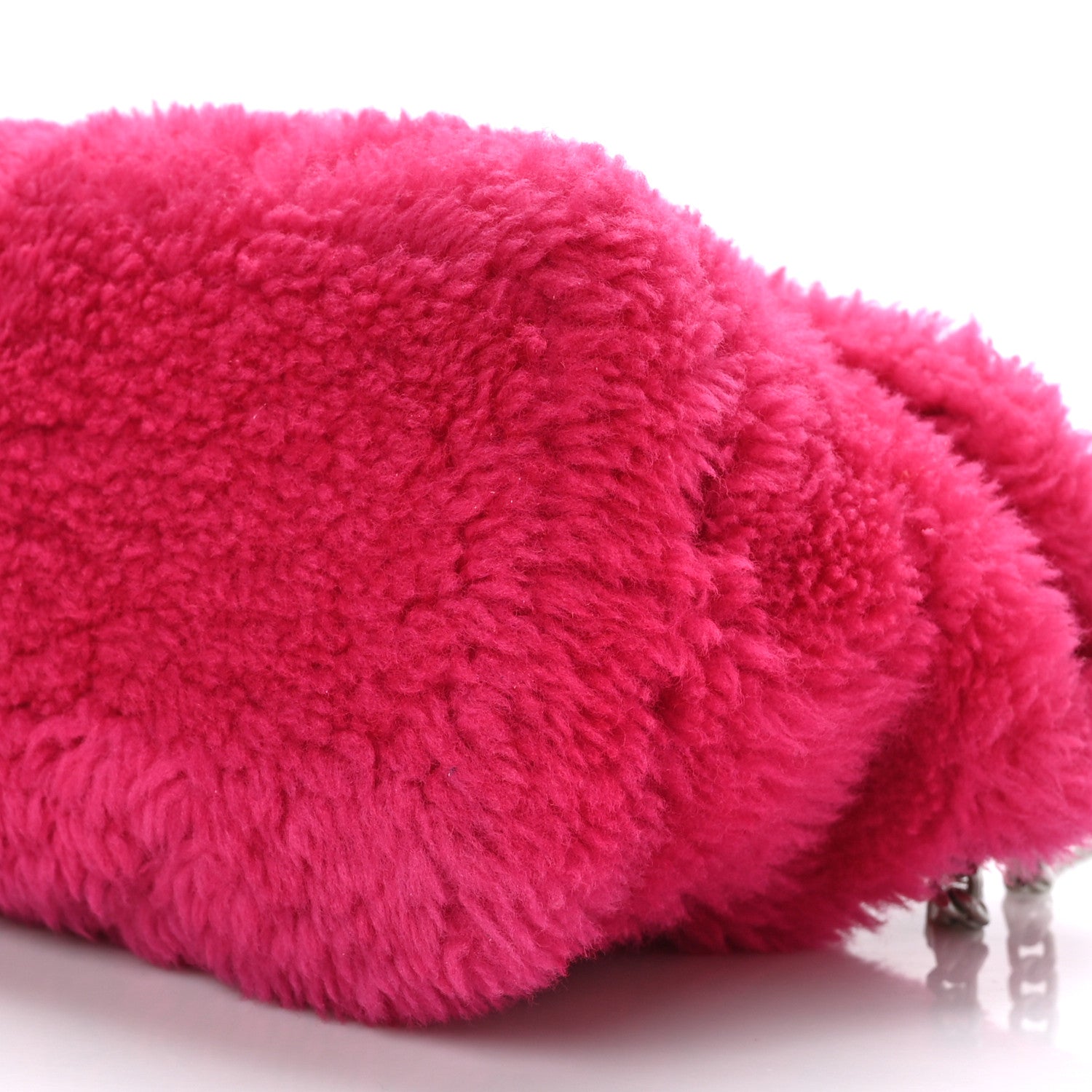 Saint Laurent Merino Shearling Lambskin Quilted Small Loulou Puffer Monogram Chain Satchel Fuchsia 8 of 8