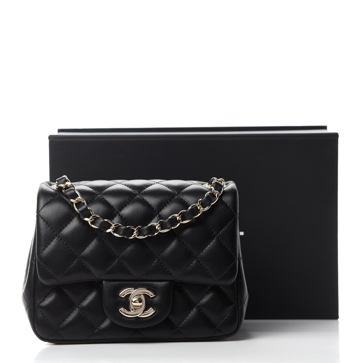 Chanel Lambskin Quilted Mini Square Flap Black 11 of 11