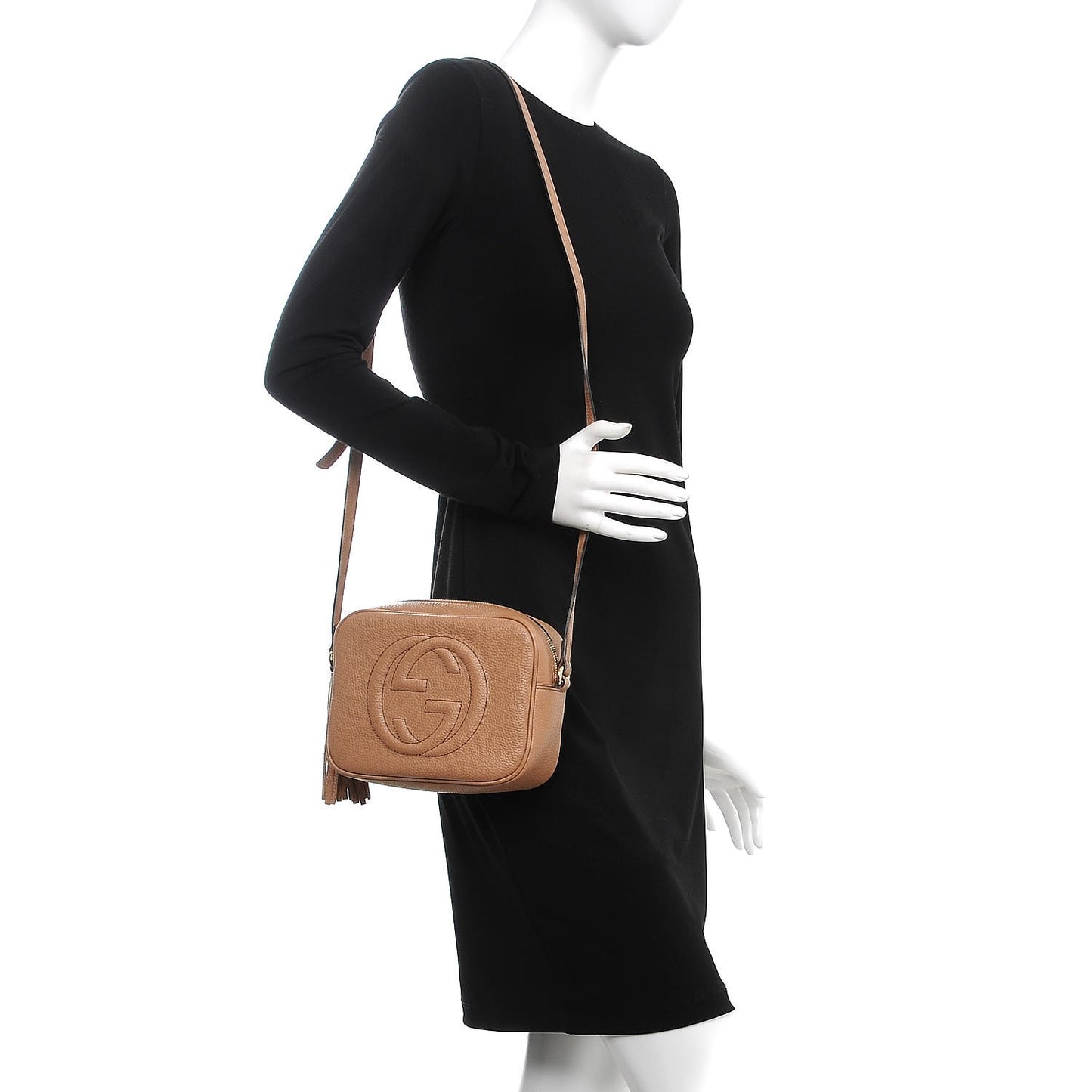 Pebbled Calfskin Small Soho Disco Bag Rose Beige