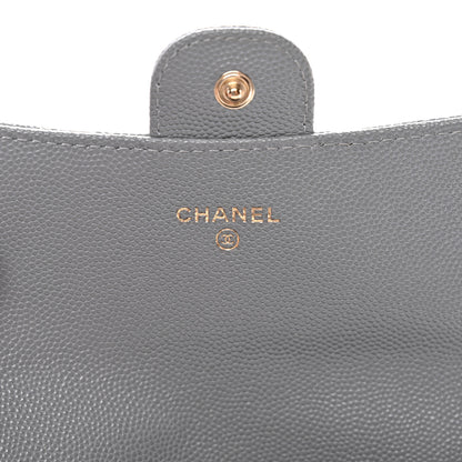 Chanel Caviar Quilted Large Gusset Flap Wallet Grey 7 of 11