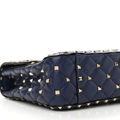 Valentino Garavani Nappa VLTN Print Medium Rockstud Spike Shoulder Bag Pure Blue White 9 of 12
