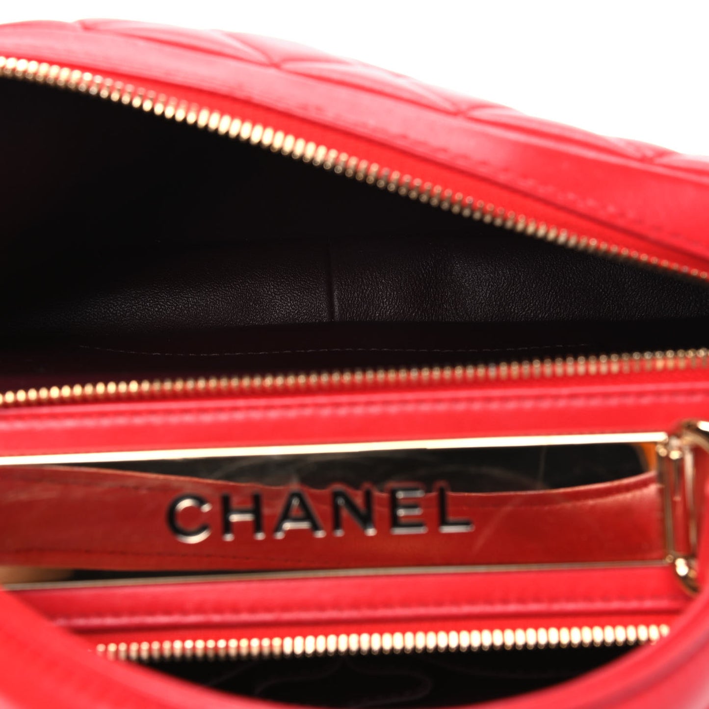 Lambskin Quilted Medium Trendy CC Bowling Bag Red
