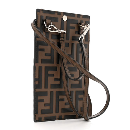 Fendi Calfskin FF 1974 Embossed Iphone X Lanyard Case Maya Black 3 of 5