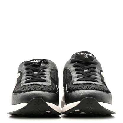 Chanel Calfskin Mesh Lycra Suede Womens Logo Sneakers 41 Black 3 of 11