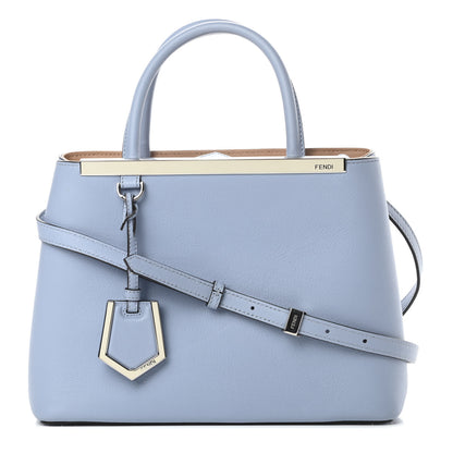 Fendi Vitello Dolce Century Petite 2Jours Tote Azzurro Sky Cuoio 1 of 10